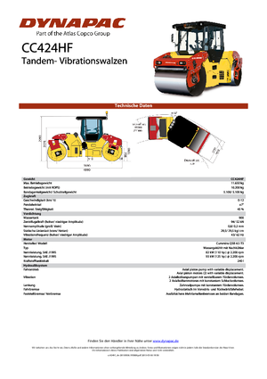 Tandem vibrohengerek Dynapac CC 424 HF