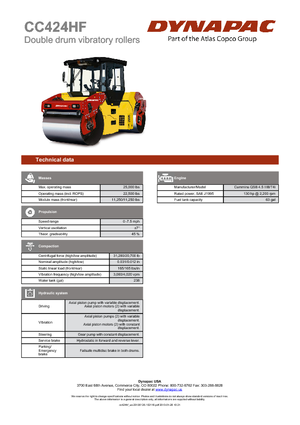 Tandem vibrohengerek Dynapac CC 424 HF