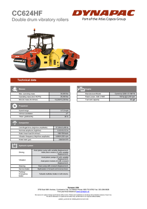 Tandem vibrohengerek Dynapac CC 624 HF