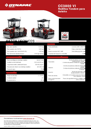 Tandem vibrohengerek Dynapac CC3800 VI