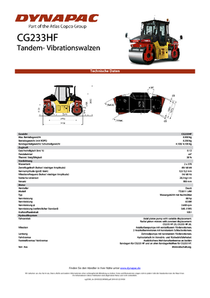 Tandem vibrohengerek Dynapac CG 233 HF