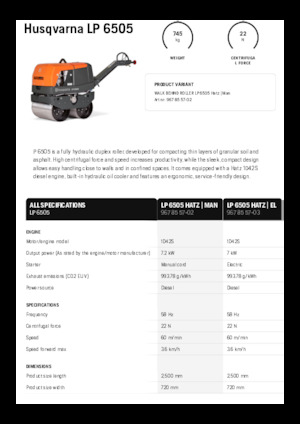 Tandem vibrohengerek Husqvarna LP 6505