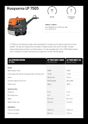 Tandem vibrohengerek Husqvarna LP 7505