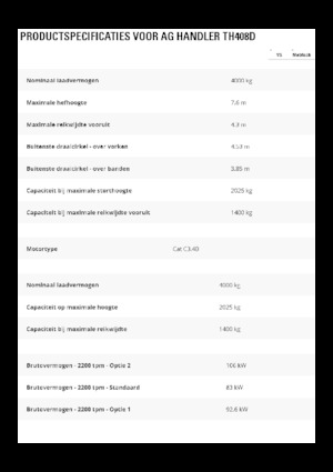 Teleszkópos rakodók Caterpillar TH408D