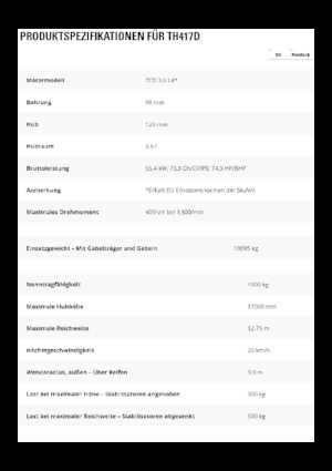 Teleszkópos rakodók Caterpillar TH417D
