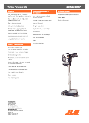 Gumikerekes vertikális emelésű munkaállványok JLG 10MSP