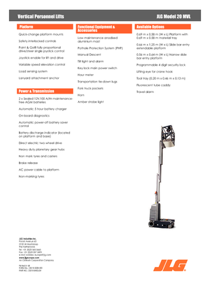 Gumikerekes vertikális emelésű munkaállványok JLG 20MVL