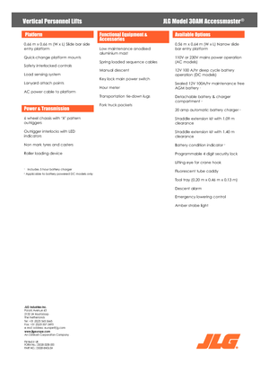 Gumikerekes vertikális emelésű munkaállványok JLG 30AM