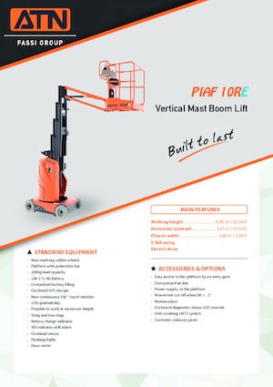 Gumikerekes vertikális emelésű munkaállványok ATN PIAF 10RE