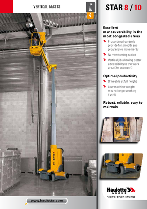 Gumikerekes vertikális emelésű munkaállványok Haulotte Star 10 NT