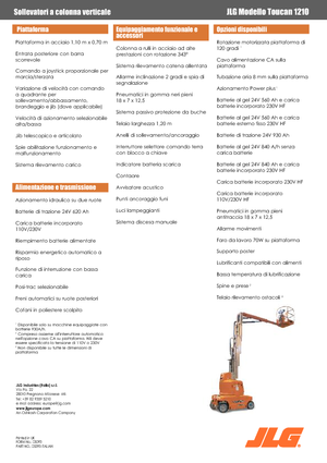 Gumikerekes vertikális emelésű munkaállványok JLG-Toucan Toucan 1210