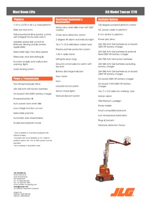 Gumikerekes vertikális emelésű munkaállványok JLG-Toucan Toucan 1210