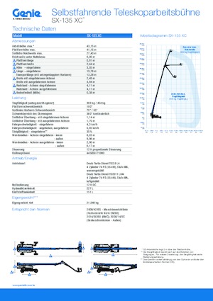 Gumikerekes töretőgémes munkaállványok Genie SX-135 XC