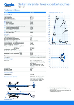 Gumikerekes töretőgémes munkaállványok Genie SX-150
