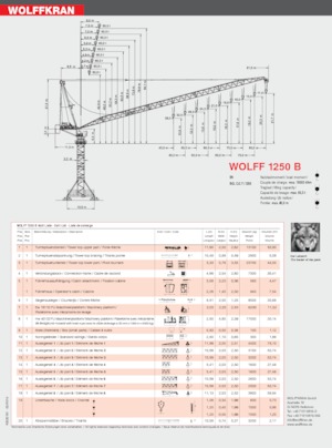 Toronydaruk - billenőgém - felülforgó Wolffkran 1250 B