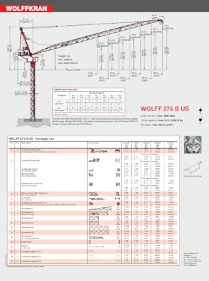 Toronydaruk - billenőgém - felülforgó Wolffkran 275 B US