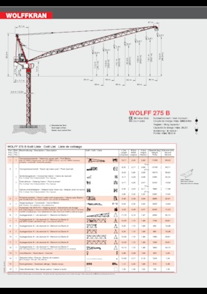 Toronydaruk - billenőgém - felülforgó Wolffkran 275 B