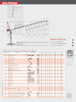 Toronydaruk - billenőgém - felülforgó Wolffkran 700 B US