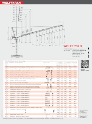Toronydaruk - billenőgém - felülforgó Wolffkran 700 B
