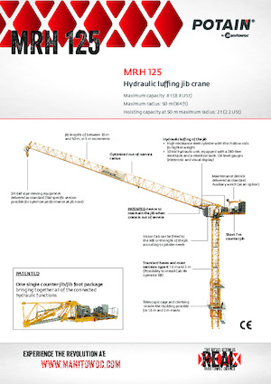 Toronydaruk - merevgém - felülforgó Potain MRH 125