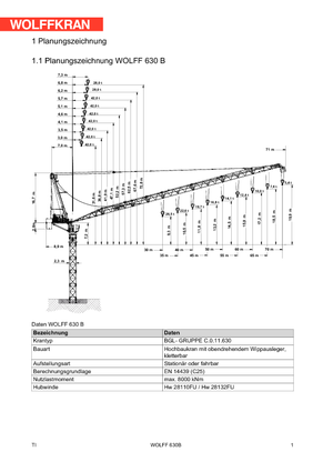 Toronydaruk - billenőgém - felülforgó Wolffkran 630 B