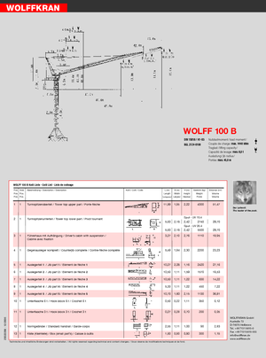 Toronydaruk - billenőgém - felülforgó Wolffkran WK 100 B
