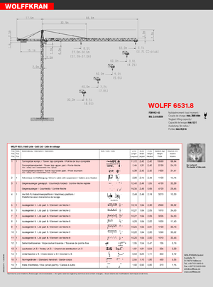 Toronydaruk - merevgém - felülforgó Wolffkran 6531.8 cross