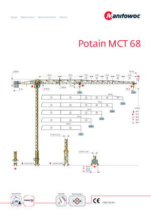 Toronydaruk - merevgém - felülforgó Potain MCT 68-2,5 t