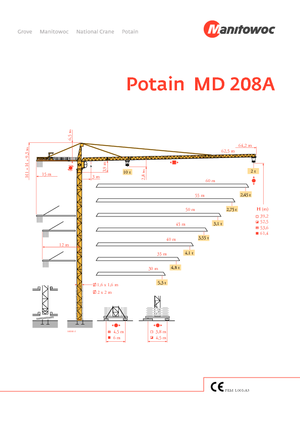 Toronydaruk - merevgém - felülforgó Potain MD 208 A
