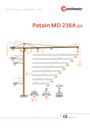 Toronydaruk - merevgém - felülforgó Potain MD 238 A-J10