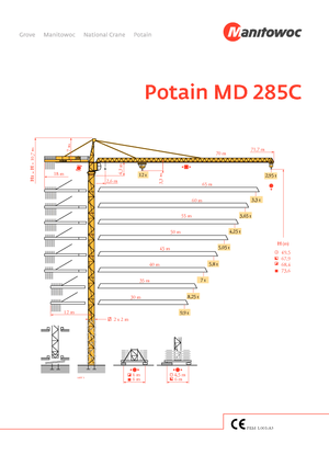 Toronydaruk - merevgém - felülforgó Potain MD 285 C
