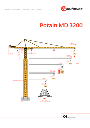 Toronydaruk - merevgém - felülforgó Potain MD 3200-64 t