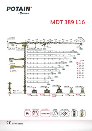 Toronydaruk - merevgém - felülforgó Potain MDT 389 L16