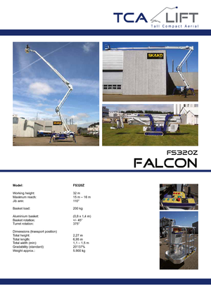 Lánctalpas töretőgémes munkaállványok Falcon Lifts FS 320 Z