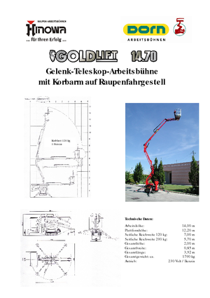 Lánctalpas töretőgémes munkaállványok Hinowa GL 14.70