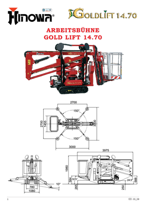 Lánctalpas töretőgémes munkaállványok Hinowa GL 14.70