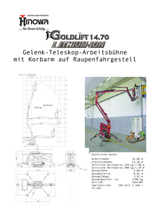 Lánctalpas töretőgémes munkaállványok Hinowa Goldlift 14.70 IIIS