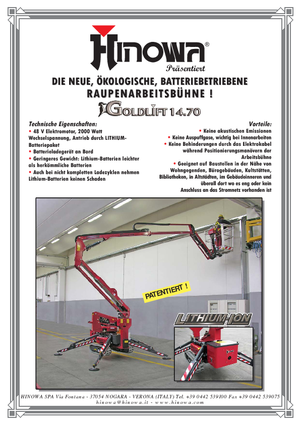 Lánctalpas töretőgémes munkaállványok Hinowa Goldlift 14.70 IIIS