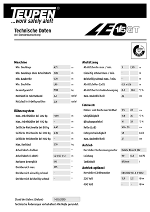 Lánctalpas töretőgémes munkaállványok TEUPEN Leo 15 GT