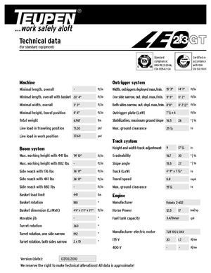 Lánctalpas töretőgémes munkaállványok TEUPEN LEO23GT 
