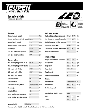 Lánctalpas teleszkópgémes munkaállványok TEUPEN LEO36T