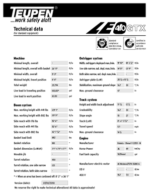 Lánctalpas töretőgémes munkaállványok TEUPEN LEO40GTX
