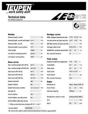 Lánctalpas töretőgémes munkaállványok TEUPEN LEO50GTX