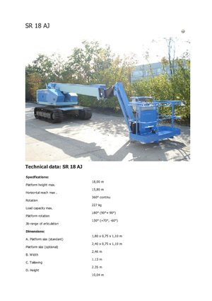 Lánctalpas teleszkópgémes munkaállványok Aichi SR18AJ