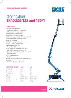Lánctalpas töretőgémes munkaállványok CTE Traccess 135-1