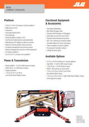 Lánctalpas töretőgémes munkaállványok JLG X17J Plus