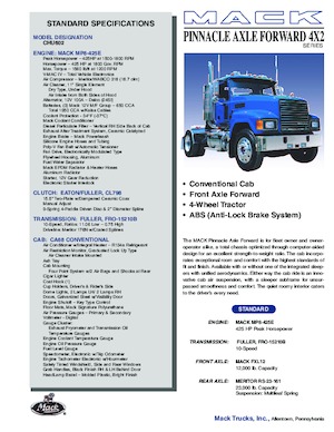 Nyergesvontatók Mack PINNACLE CA68 Conventional CHU602 MP8 4x2
