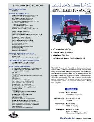 Nyergesvontatók Mack PINNACLE CA68 Conventional CHU603 MP8 6x4