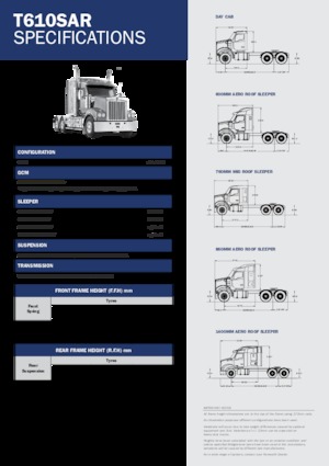 Nyergesvontatók Kenworth T610SAR 760mm Mid roof MX 15 6x4