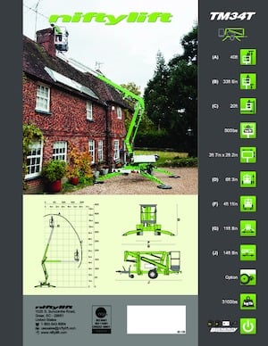 Vontatható csuklógémes munkaállványok Niftylift TM34T